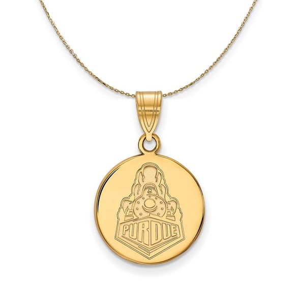 14k Yellow Gold Purdue Medium Logo Disc Necklace - 16 Inch